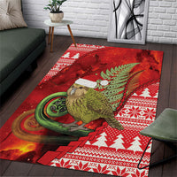 New Zealand Kakapo Christmas In July Area Rug Silver Fern Santa Xmas Red Color
