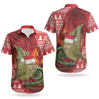 New Zealand Kakapo Christmas In July Couples Matching Off Shoulder Maxi Dress and Hawaiian Shirt Silver Fern Santa Xmas Red Color LT22 - Polynesian Pride
