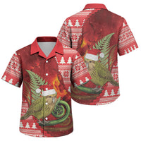 New Zealand Kakapo Christmas In July Family Matching Long Sleeve Bodycon Dress and Hawaiian Shirt Silver Fern Santa Xmas Red Color LT22 Son's Shirt Red - Polynesian Pride