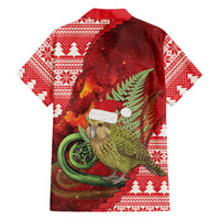 New Zealand Kakapo Christmas In July Family Matching Puletasi and Hawaiian Shirt Silver Fern Santa Xmas Red Color LT22 Dad's Shirt - Long Sleeve Red - Polynesian Pride