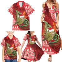 New Zealand Kakapo Christmas In July Family Matching Summer Maxi Dress and Hawaiian Shirt Silver Fern Santa Xmas Red Color LT22 - Polynesian Pride