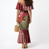New Zealand Kakapo Christmas In July Mermaid Dress Silver Fern Santa Xmas Red Color LT22 - Polynesian Pride