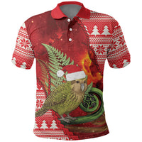 New Zealand Kakapo Christmas In July Polo Shirt Silver Fern Santa Xmas Red Color LT22 Red - Polynesian Pride