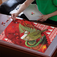 New Zealand Kakapo Christmas In July Puzzle Silver Fern Santa Xmas Red Color