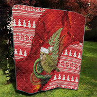 New Zealand Kakapo Christmas In July Quilt Silver Fern Santa Xmas Red Color