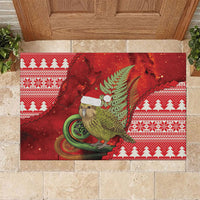 New Zealand Kakapo Christmas In July Rubber Doormat Silver Fern Santa Xmas Red Color