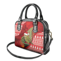 New Zealand Kakapo Christmas In July Shoulder Handbag Silver Fern Santa Xmas Red Color