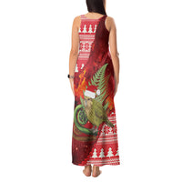 New Zealand Kakapo Christmas In July Tank Maxi Dress Silver Fern Santa Xmas Red Color LT22 - Polynesian Pride