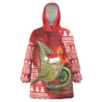 New Zealand Kakapo Christmas In July Wearable Blanket Hoodie Silver Fern Santa Xmas Red Color LT22 One Size Red - Polynesian Pride