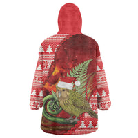 New Zealand Kakapo Christmas In July Wearable Blanket Hoodie Silver Fern Santa Xmas Red Color LT22 - Polynesian Pride
