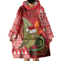 New Zealand Kakapo Christmas In July Wearable Blanket Hoodie Silver Fern Santa Xmas Red Color LT22 - Polynesian Pride