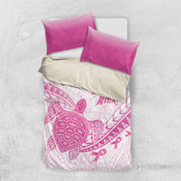 Breast Cancer Awareness Bedding Set Pink Ribbon Turtle Polynesian Pattern White LT22 US Twin 172cm x 218cm Pink - Polynesian Pride