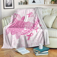 Breast Cancer Awareness Blanket Pink Ribbon Turtle Polynesian Pattern White LT22 Pink - Polynesian Pride