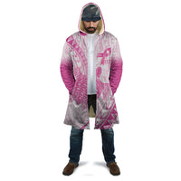 Breast Cancer Awareness Personalised Cloak Pink Ribbon Turtle Polynesian Pattern White