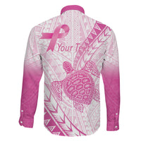 Breast Cancer Awareness Personalised Family Matching Summer Maxi Dress and Hawaiian Shirt Pink Ribbon Turtle Polynesian Pattern White LT22 - Polynesian Pride