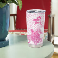 Breast Cancer Awareness Personalised Tumbler Cup Pink Ribbon Turtle Polynesian Pattern White