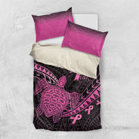 Breast Cancer Awareness Bedding Set Pink Ribbon Turtle Polynesian Pattern Black LT22 US Twin 172cm x 218cm Pink - Polynesian Pride