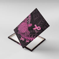 Breast Cancer Awareness Canvas Wall Art Pink Ribbon Turtle Polynesian Pattern Black LT22 With Frame Pink - Polynesian Pride