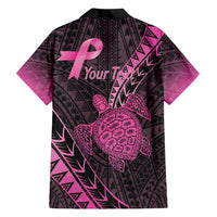 Breast Cancer Awareness Personalised Family Matching Summer Maxi Dress and Hawaiian Shirt Pink Ribbon Turtle Polynesian Pattern Black LT22 - Polynesian Pride