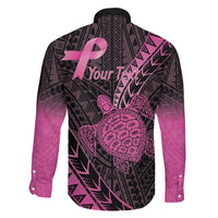 Breast Cancer Awareness Personalised Family Matching Summer Maxi Dress and Hawaiian Shirt Pink Ribbon Turtle Polynesian Pattern Black LT22 - Polynesian Pride