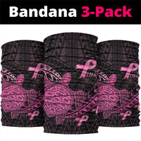 Breast Cancer Awareness Neck Gaiter Pink Ribbon Turtle Polynesian Pattern Black LT22 package One Size: 25*50cm Pink - Polynesian Pride