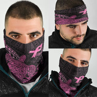 Breast Cancer Awareness Neck Gaiter Pink Ribbon Turtle Polynesian Pattern Black LT22 - Polynesian Pride