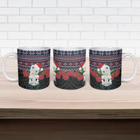 New Zealand Hei Tiki Christmas In July Ceramic Mug Pohutukawa Santa Xmas Polynesian Pattern