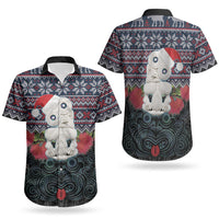New Zealand Hei Tiki Christmas In July Couples Matching Long Sleeve Bodycon Dress and Hawaiian Shirt Pohutukawa Santa Xmas Polynesian Pattern LT22 - Polynesian Pride