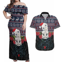 New Zealand Hei Tiki Christmas In July Couples Matching Off Shoulder Maxi Dress and Hawaiian Shirt Pohutukawa Santa Xmas Polynesian Pattern LT22 Black - Polynesian Pride