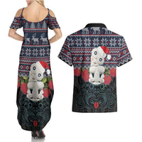 New Zealand Hei Tiki Christmas In July Couples Matching Summer Maxi Dress and Hawaiian Shirt Pohutukawa Santa Xmas Polynesian Pattern LT22 - Polynesian Pride