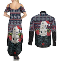 New Zealand Hei Tiki Christmas In July Couples Matching Summer Maxi Dress and Long Sleeve Button Shirt Pohutukawa Santa Xmas Polynesian Pattern LT22 - Polynesian Pride