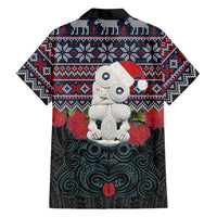New Zealand Hei Tiki Christmas In July Family Matching Short Sleeve Bodycon Dress and Hawaiian Shirt Pohutukawa Santa Xmas Polynesian Pattern LT22 Dad's Shirt - Long Sleeve Black - Polynesian Pride