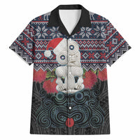 New Zealand Hei Tiki Christmas In July Hawaiian Shirt Pohutukawa Santa Xmas Polynesian Pattern LT22 Black - Polynesian Pride