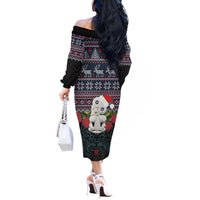 New Zealand Hei Tiki Christmas In July Off The Shoulder Long Sleeve Dress Pohutukawa Santa Xmas Polynesian Pattern LT22 - Polynesian Pride