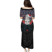 New Zealand Hei Tiki Christmas In July Puletasi Pohutukawa Santa Xmas Polynesian Pattern LT22 - Polynesian Pride