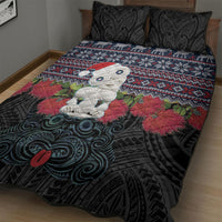 New Zealand Hei Tiki Christmas In July Quilt Bed Set Pohutukawa Santa Xmas Polynesian Pattern
