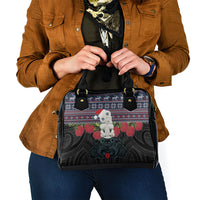 New Zealand Hei Tiki Christmas In July Shoulder Handbag Pohutukawa Santa Xmas Polynesian Pattern