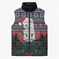 New Zealand Hei Tiki Christmas In July Sleeveless Puffer Jacket Pohutukawa Santa Xmas Polynesian Pattern