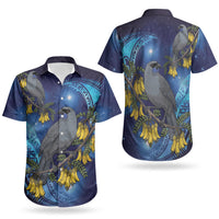 New Zealand Kokako Bird Couples Matching Off Shoulder Maxi Dress and Hawaiian Shirt Kowhai Galaxy Style Polynesian Pattern LT22 - Polynesian Pride