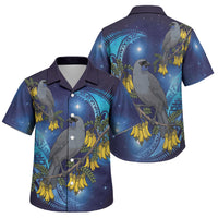 New Zealand Kokako Bird Family Matching Off Shoulder Maxi Dress and Hawaiian Shirt Kowhai Galaxy Style Polynesian Pattern LT22 Son's Shirt Blue - Polynesian Pride