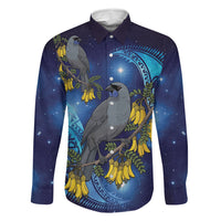 New Zealand Kokako Bird Family Matching Puletasi and Hawaiian Shirt Kowhai Galaxy Style Polynesian Pattern