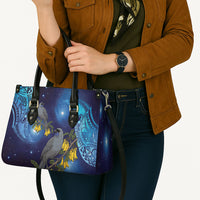 New Zealand Kokako Bird Leather Bag Kowhai Galaxy Style Polynesian Pattern