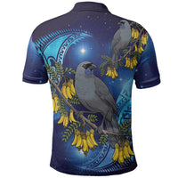 New Zealand Kokako Bird Polo Shirt Kowhai Galaxy Style Polynesian Pattern LT22 - Polynesian Pride