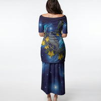 New Zealand Kokako Bird Puletasi Kowhai Galaxy Style Polynesian Pattern LT22 - Polynesian Pride