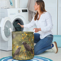 New Zealand Kaka Bird Laundry Basket Kowhai Flower Landscape Style