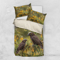 New Zealand Kaka Bird Bedding Set Kowhai Flower Landscape Style