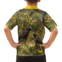 New Zealand Kaka Bird Family Matching Tank Maxi Dress and Hawaiian Shirt Kowhai Flower Landscape Style LT22 - Polynesian Pride