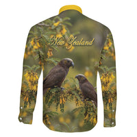 New Zealand Kaka Bird Family Matching Tank Maxi Dress and Hawaiian Shirt Kowhai Flower Landscape Style LT22 - Polynesian Pride