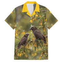 New Zealand Kaka Bird Hawaiian Shirt Kowhai Flower Landscape Style
