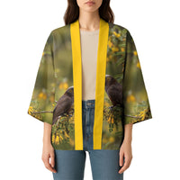 New Zealand Kaka Bird Kimono Kowhai Flower Landscape Style LT22 - Polynesian Pride